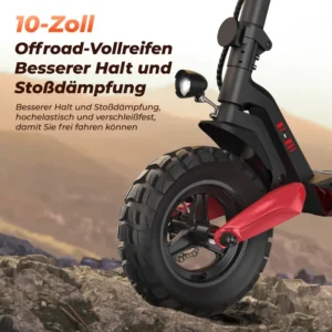 10 Zoll E Scooter mit Straßenzulassung für Erwachsene, max. 20 km/h Geschwindigkeit, 80-100 KM Reichweite, 48V 15Ah, Lange Reichweite，Maximale Belastung 150kg, Geländetauglicher Elektroroller, Faltbarer E Scooter mit Straßenzulassung, 4 Stoßdämpfer Design, 500W Birstenloser Motor