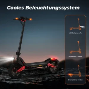 10 Zoll E Scooter mit Straßenzulassung für Erwachsene, max. 20 km/h Geschwindigkeit, 80-100 KM Reichweite, 48V 15Ah, Lange Reichweite，Maximale Belastung 150kg, Geländetauglicher Elektroroller, Faltbarer E Scooter mit Straßenzulassung, 4 Stoßdämpfer Design, 500W Birstenloser Motor