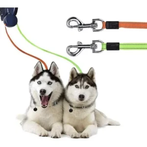 Only: $1.99 Double Ended Leash, Double Dog Leash for Two Dogs with Tangle-Free Swivel, Dog Leashs with LED Flashlight for Small & Large Dog